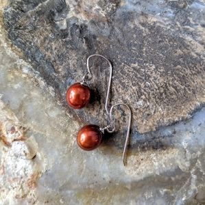 GENUINE PEARL • Pearl and Sterling Earrings